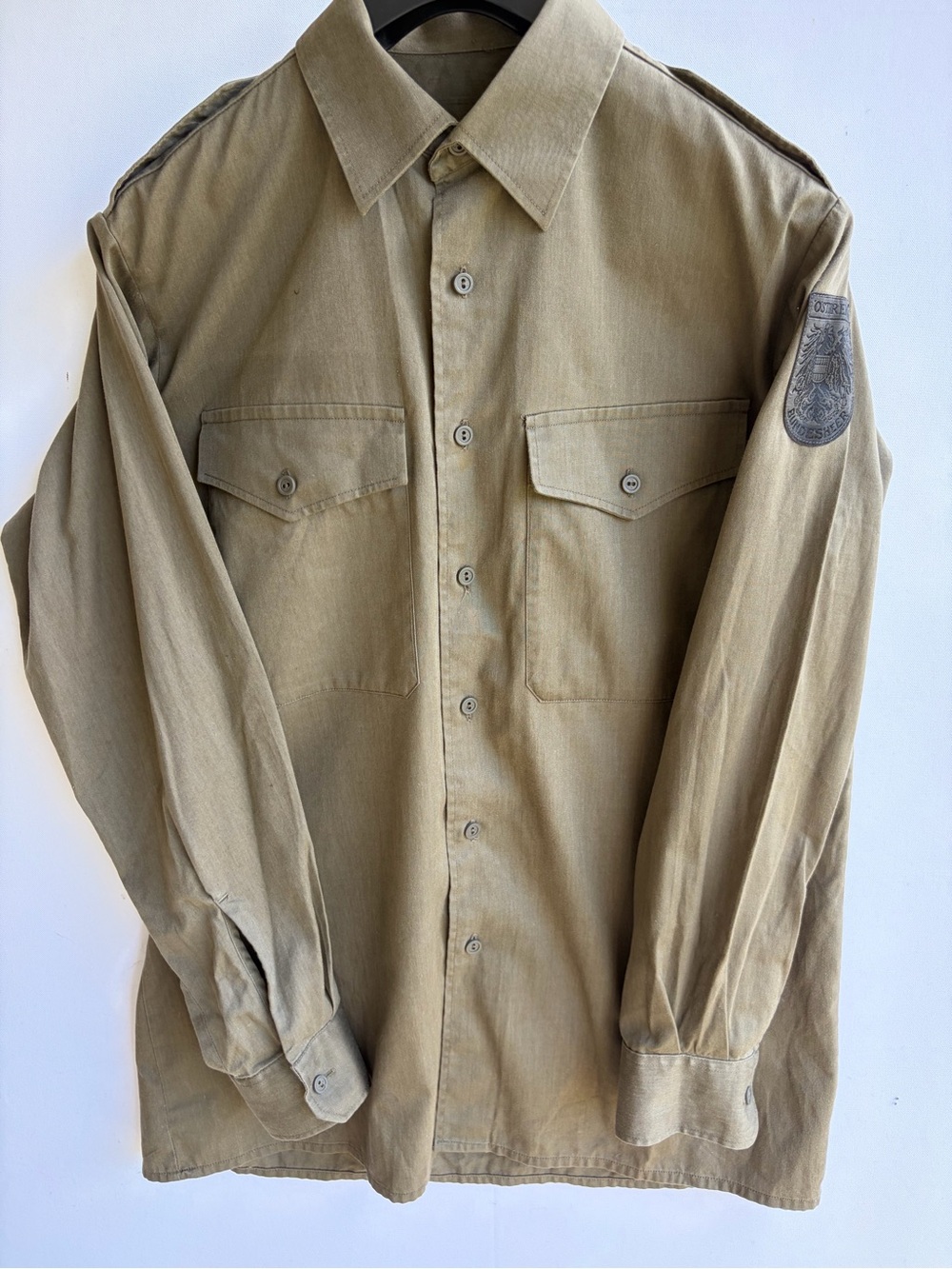 Vintage Austrian Army Field Shirt Overshirt Jacket Patch Utilitarian Gorpcore